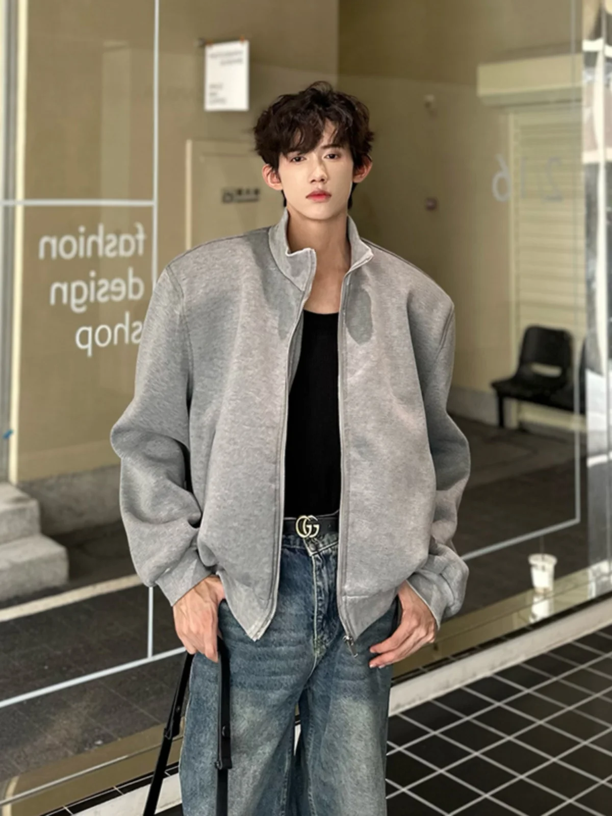 

Мужская утепленная куртка-худи на молнии Cleanfit, плотная, свободного кроя, в стиле бейсбольной куртки, для подростков, модная