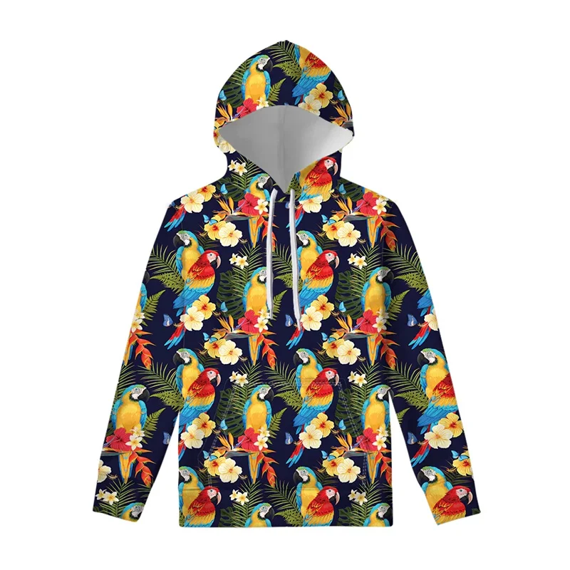 

Hawaiian Flower Animals Print Men Hoodies Pullover Autumn Winter New In Hoodies & Sweatshirts Oversize Steeetwear Sportwear