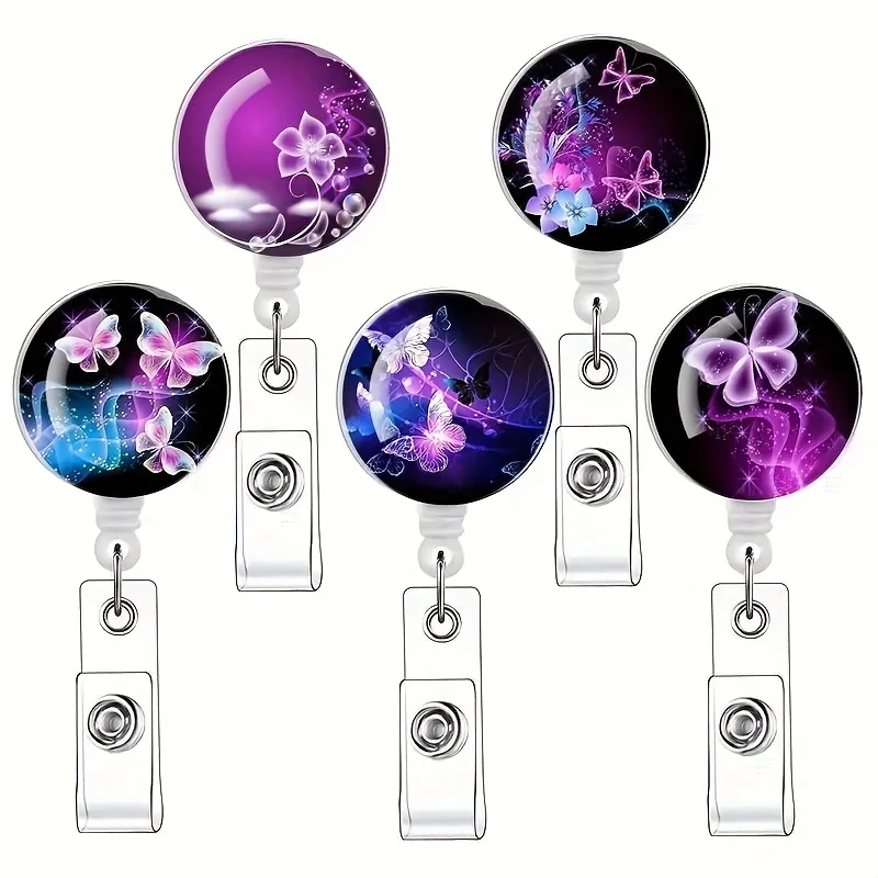 Butterfly print badge reel ID badge holder retractable clip, fun badge reel, nurse, essential items for nursing students at work