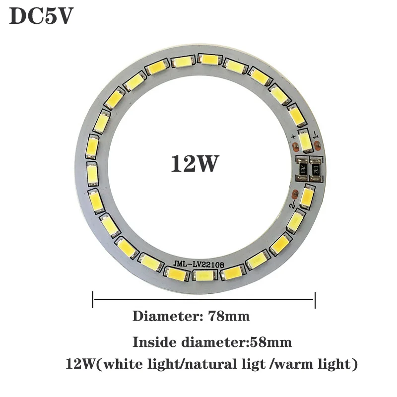 Input DC5V LED Chip Dimmable 10W 12W Surface Light Source SMD 5730 3 Color Ring Lamp Beads DIY Adjustable LED Bulb white warm