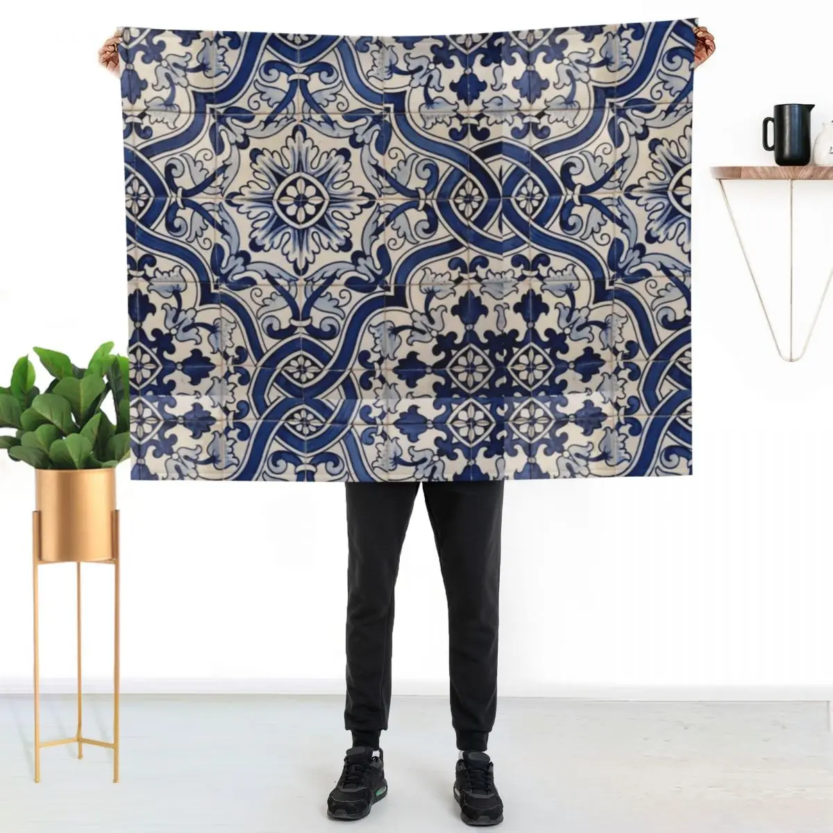 Beautiful Blue Portuguese tile - Azulejo Throw Blanket Beautifuls blankets ands Soft Beds for sofa Luxury Thicken Blankets