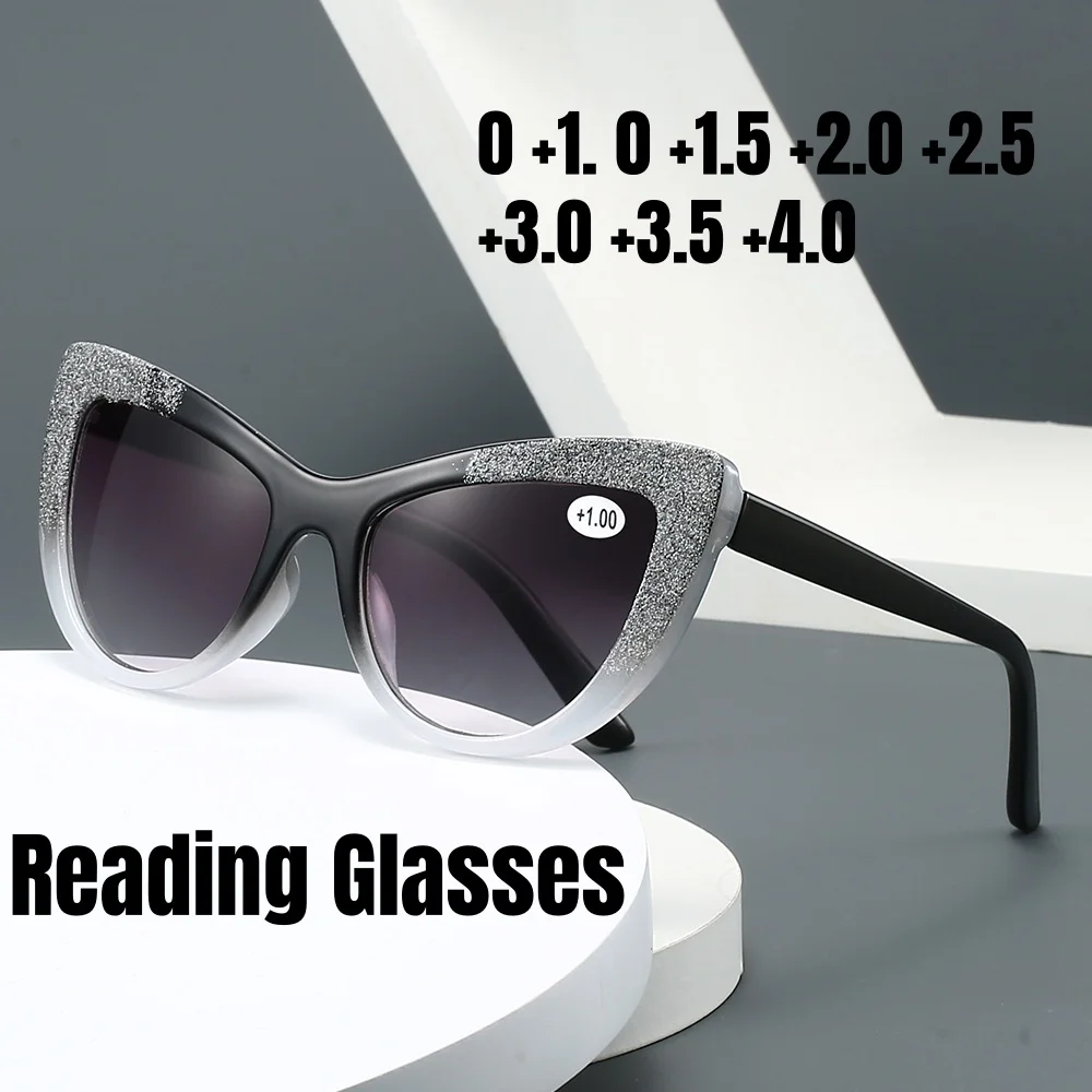 

New Gradient Color Premium Cat Eye Sun Reading Glasses European and American Fashionable High-definition Presbyopia Glasses