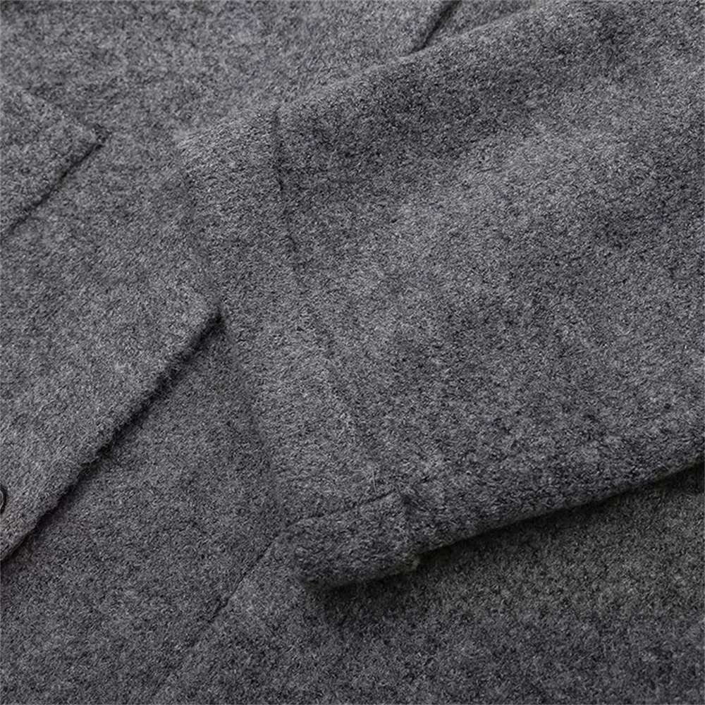 TRAF Jesienna nowa moda damska Casual Solid Color Okrągły dekolt Jednorzędowa dzianinowa kurtka z długim rękawem