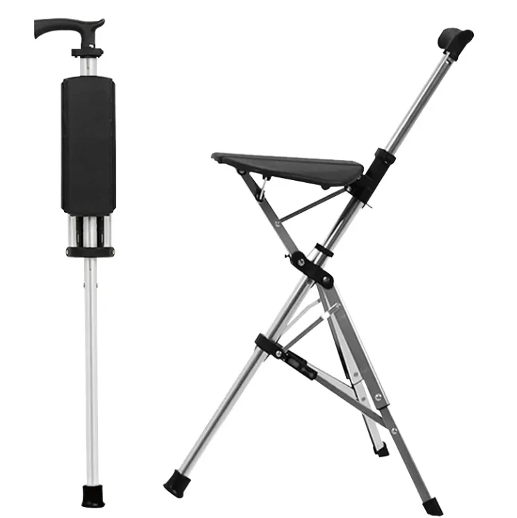 عالية الجودة الطبية في الهواء الطلق متعددة الوظائف مقعد مريح للطي كرسي قابل للطي عصا المشي لكبار السن #5