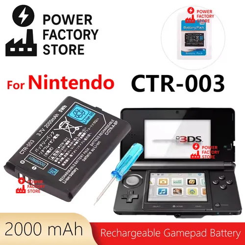Imagen 1 del producto CTR-003 Batería recargable de iones de litio 2000 mAh 3,7 V + paquete de kit de herramientas de reparación para Nintendo 3DS con destornillador (1-5 piezas)