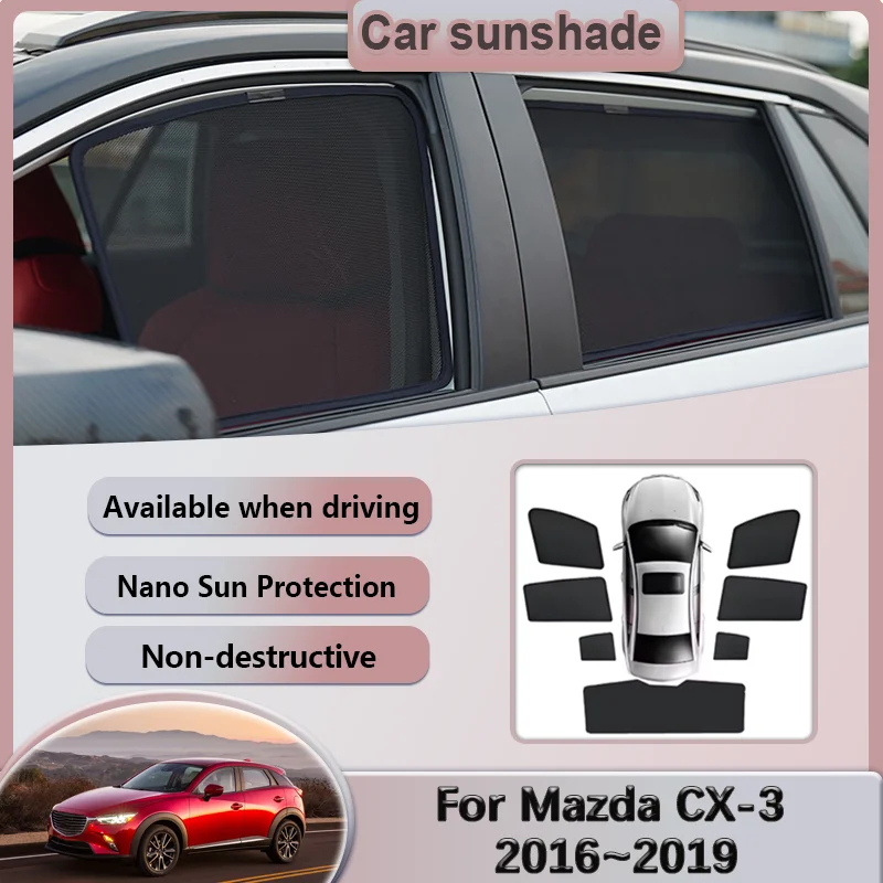 For Mazda CX-3 CX3 2018 2016~2019 Car Sunshades Privacy Mesh Curtains Windshield Heat Insulation Sunscreen Visors Accessories