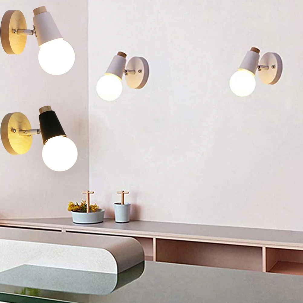 

Minimalist Modern Solid Wood E27 Wall Lamp Decorative Lighting for Bedroom Living Room Porch Bathroom Loft Restaurant Wall