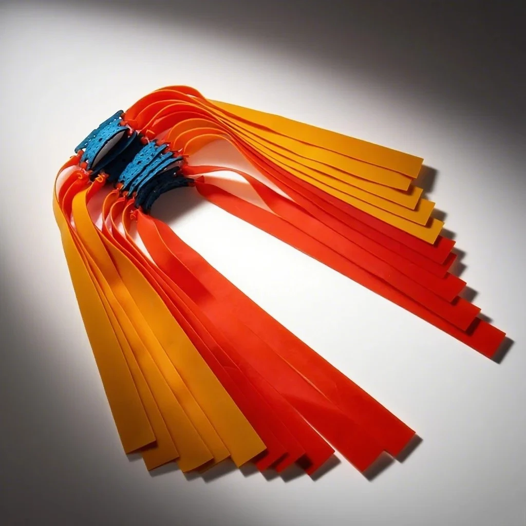 10Pcs Flat Rubber Band 1mm Slingshot Hunting High Elastic Outdoor Catapult Accessories Fishing Shooting Practice Replacement Use