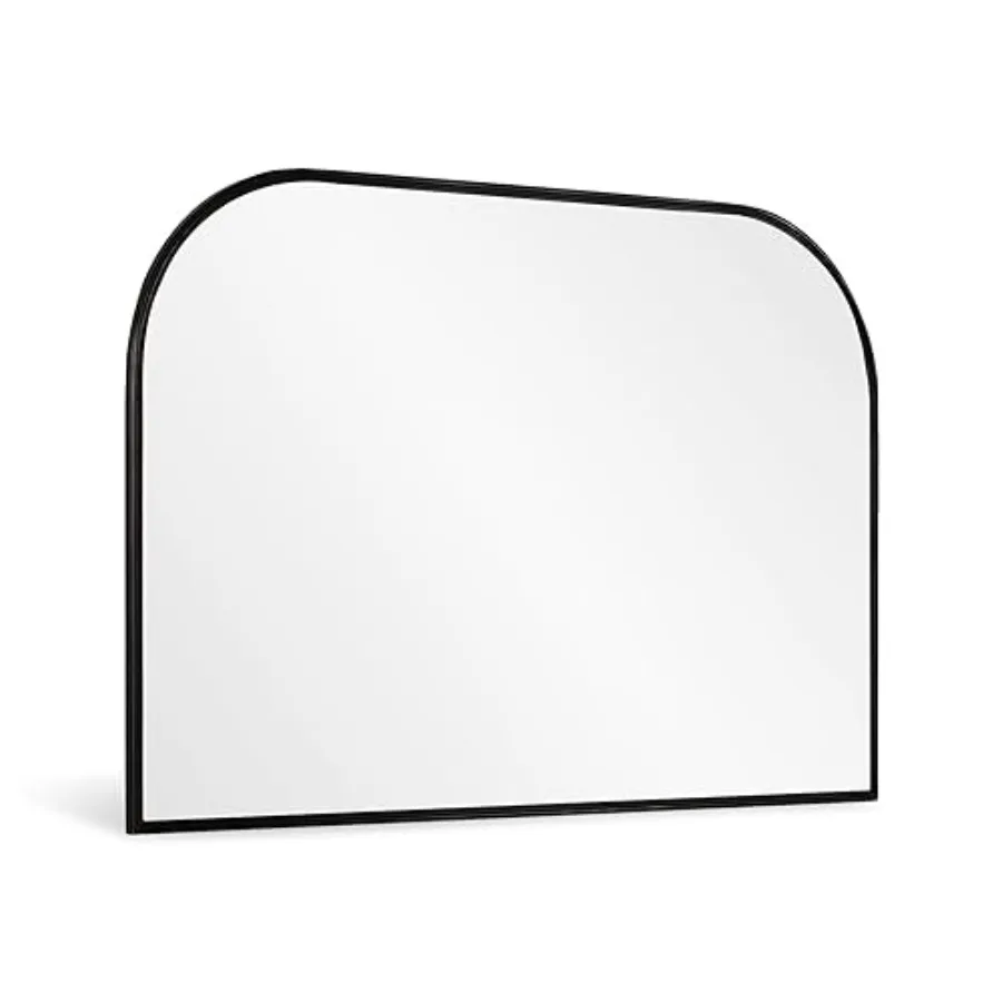 

Modern Large Wall Mirror, Modern Mantel Minimalist Home Decor, Brushed Metal Framed Arched Mirror for Living Room, Bedroom, Fir