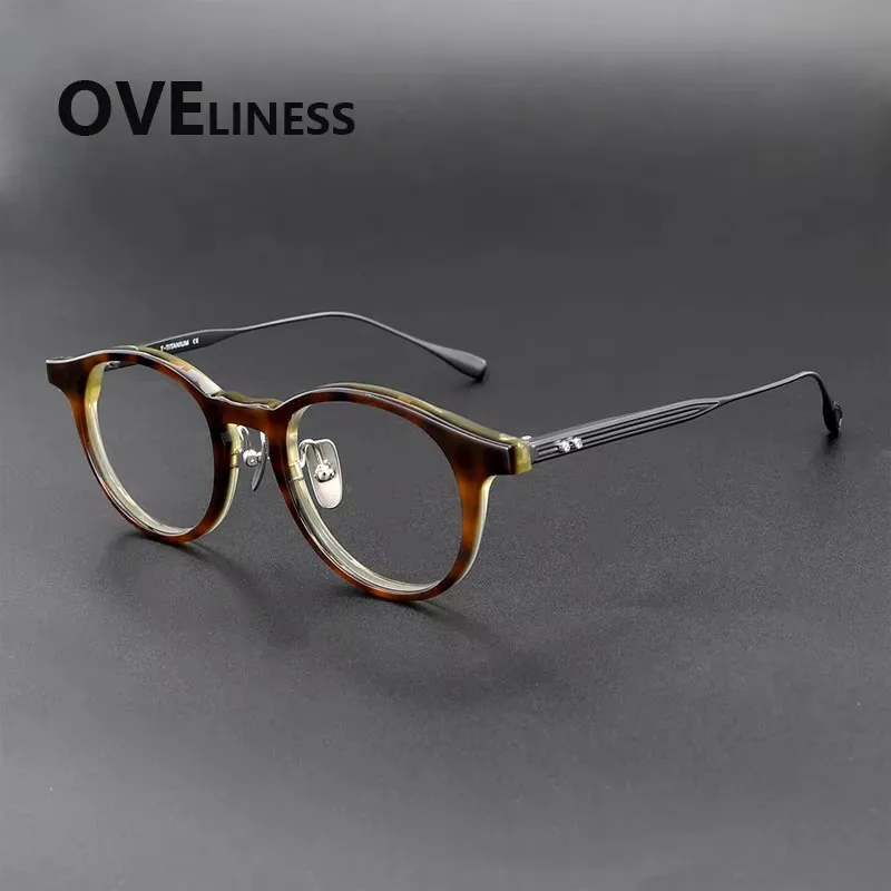 

2026 Acetate Titanium Glasses Frame Women Retro Vintage Round Eyeglasses frames Men Japanese Ultralight Eyewear