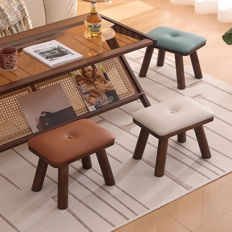 

Solid Wood Small Stool, Home Modern Living Room Coffee Table, Sofa Cushion Footstool, Small Bench, Stool, Doorway Shoe Changing Stool, Low Stool