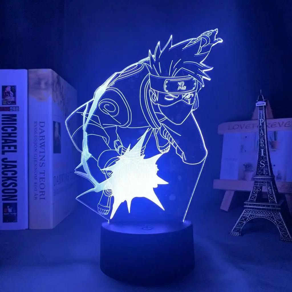 Lámpara Nocturna LED 3D de Naruto Kakashi, 7-16 Colores Cambiantes, Lámpara de Anime Manga Boruto, Decoración de Habitación, Regalo de Cumpleaños