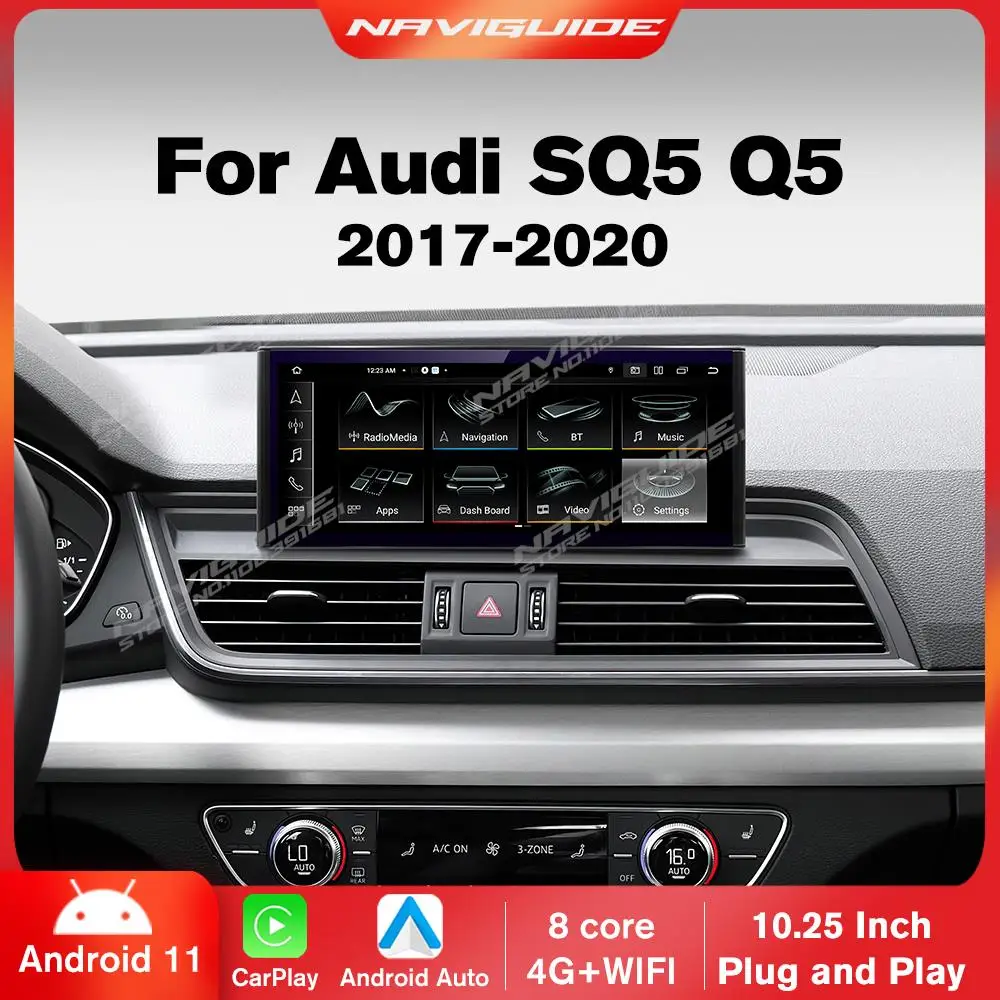 NAVIGUIDE 10.25'' Car Radio Carplay For Audi SQ5 Q5 2017-2020 LHD Multimedia Player GPS Navigation Android 11 Head Unit 8+256G