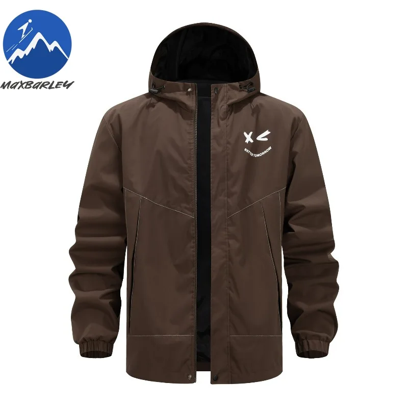

Maxbarley Hiking Casual Jacket Men Autumn 2025 Outd Sports Loose Printed Windbreaker Jacket Man Camping Hooded Soft Shell Coat