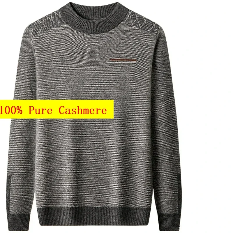 New Arrival High Quality Men's Autumn Winter Thick Semi High Neck 100% Pure Cashmere Base Sweater Large Size SMLXL2XL3XL4XL5XL