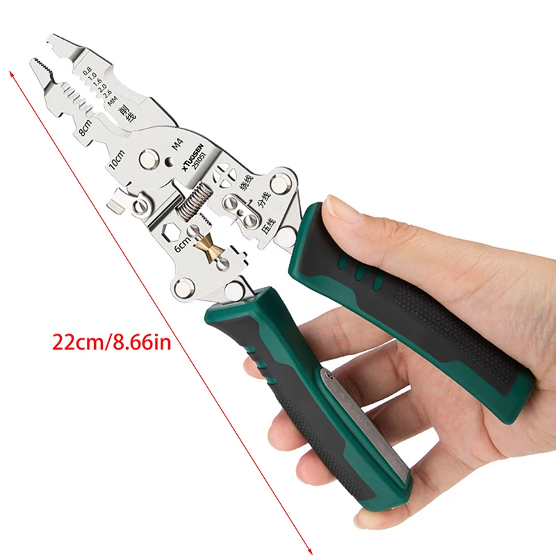 Professional Foldable Cable Cutter, Wire Stripping and Crimping Pliers for Electricians