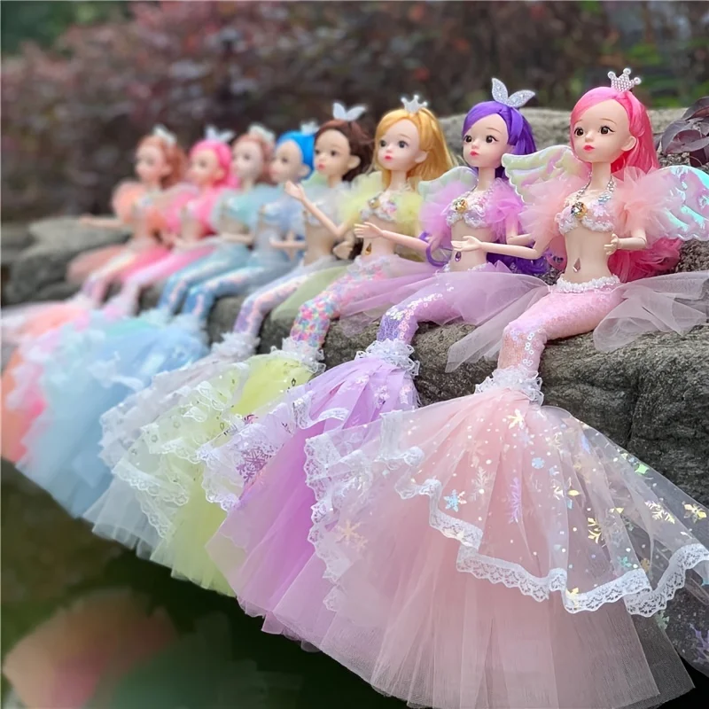 Creative Colorful Mermaid Doll Rainbow Princess Toy New Children's Pretend Play House Dress Up Toy Birthday Gift For Girls