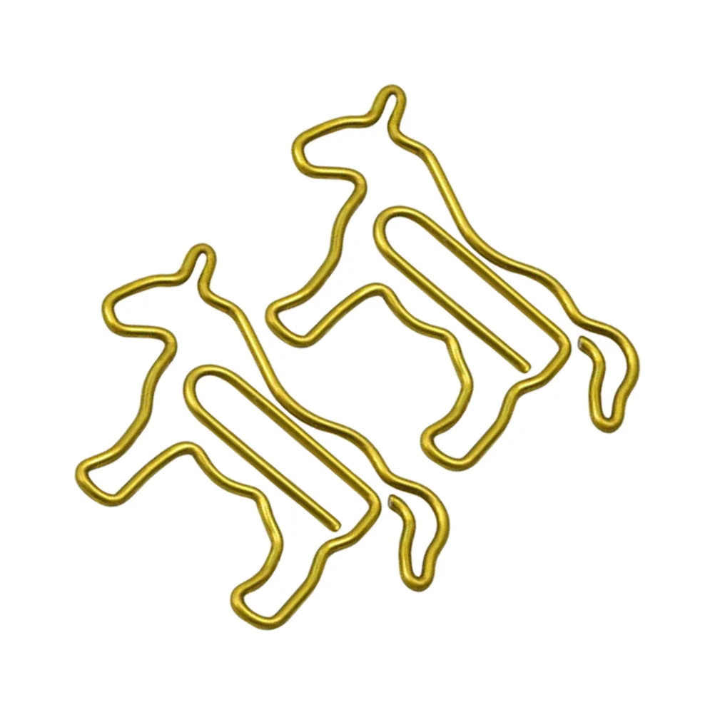 50Pcs Charming Golden Horse Paper Clips Reliable Metal Construction Bookmark Office School Gift Paper Clips Bookmark
