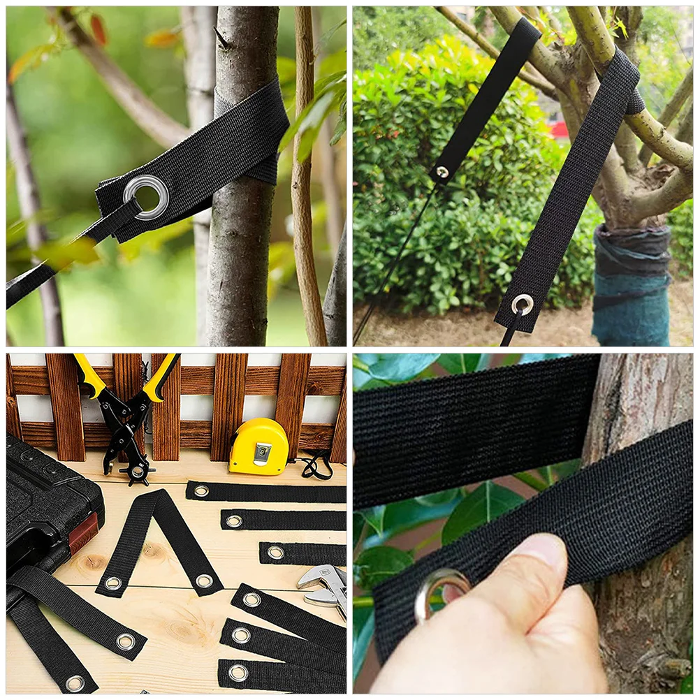 

5pcs Anti-Wind Tree Ties Heavy Duty Nylon Grommet Reinforced Straps For Plant Support Outdoor Garden Staking Tools