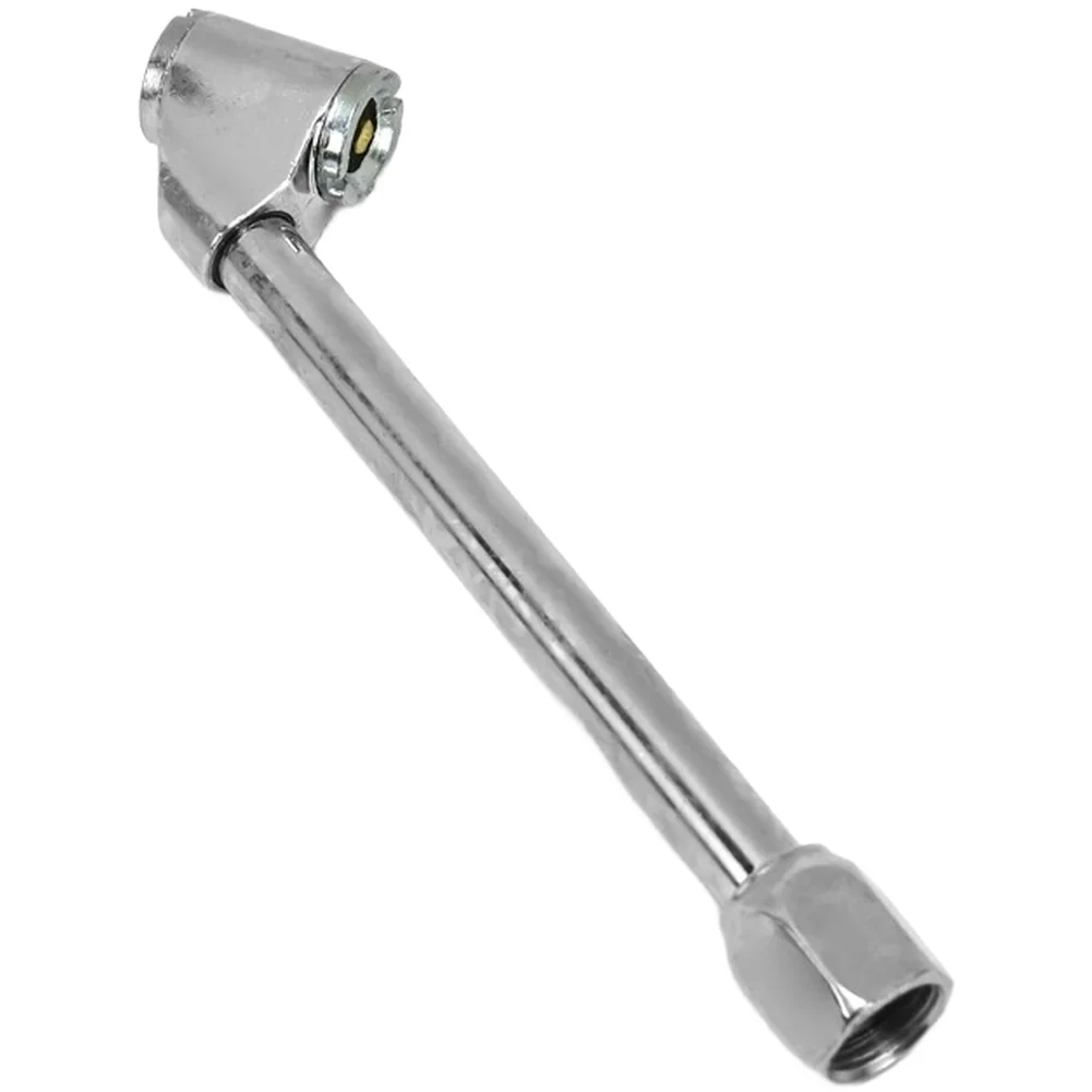 Roadside Inflation Silver Tire Inflator Valve Elbow Design Tire Inflator Valve Internal Thread Solid Metal Body
