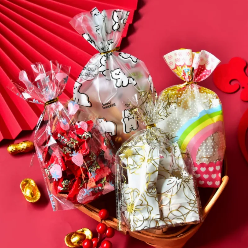 

50PCS DIY Open Top Wedding Party Birthday Kindergarten Bakery Cookies Snack Biscuit Candy Sugar Popcorn Gift Packaging Pouches