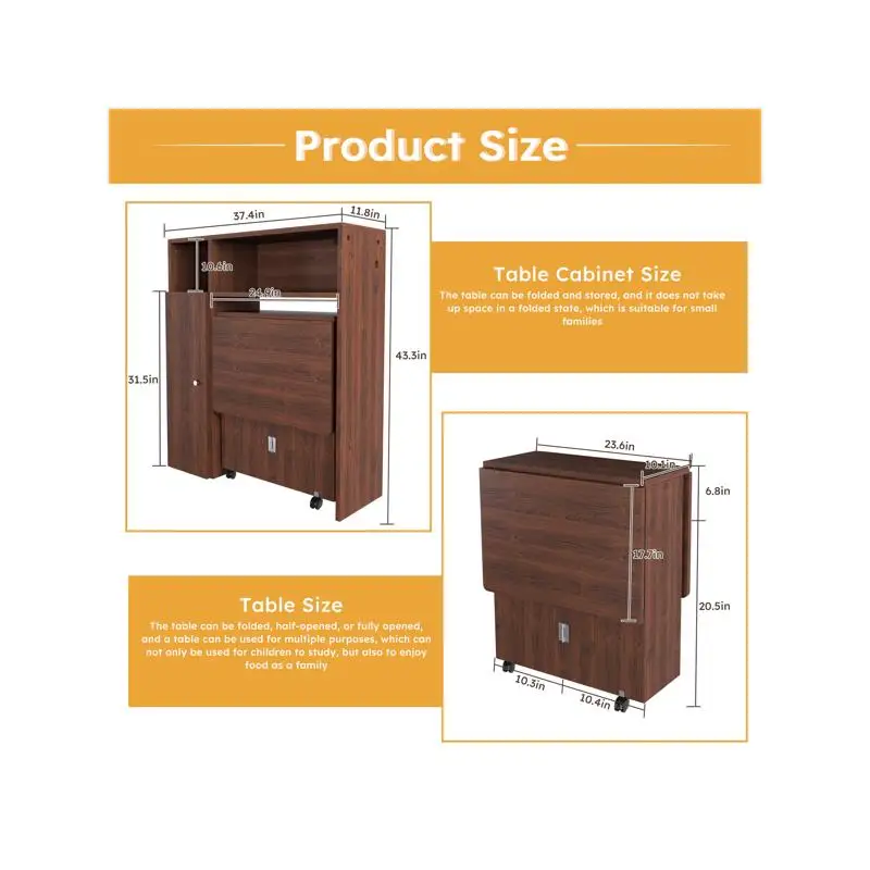 

Многофункциональный складной обеденный стол с настенным сервантом и решение для хранения небольших помещений