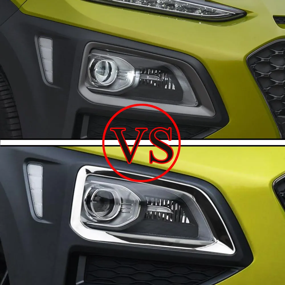 

For Hyundai Kona Encino Kauai SUV 2017 2018 2019 2020 Chrome Car Front Fog Light Lamp Cover Trim Foglight Bezel Trim Accessories