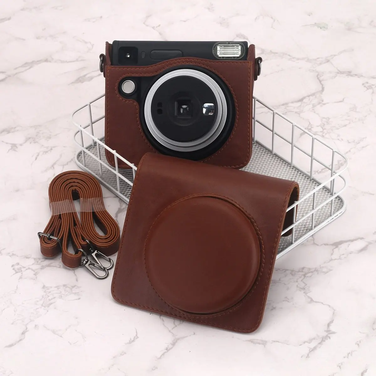 AAAE PU Camera Case for Square SQ40 - Magnetic Buckle Adjustable Shoulder Strap Protective Storage Bag A