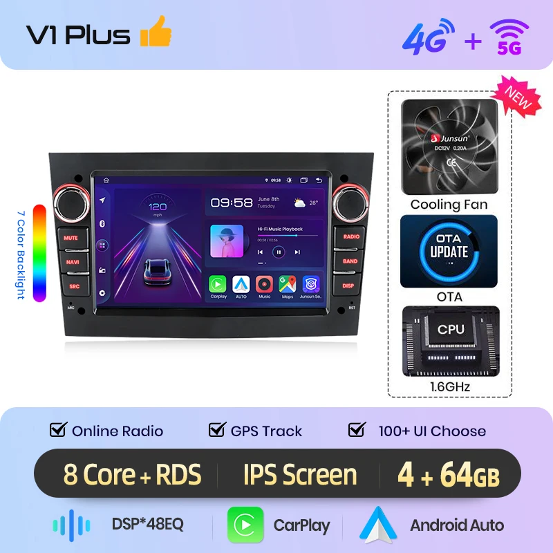 Junsun Draadloze CarPlay voor Apple Android Auto Radio voor Opel Astra Vectra Vauxhall Antara Zafira Corsa Vivaro Meriva BT RDS
