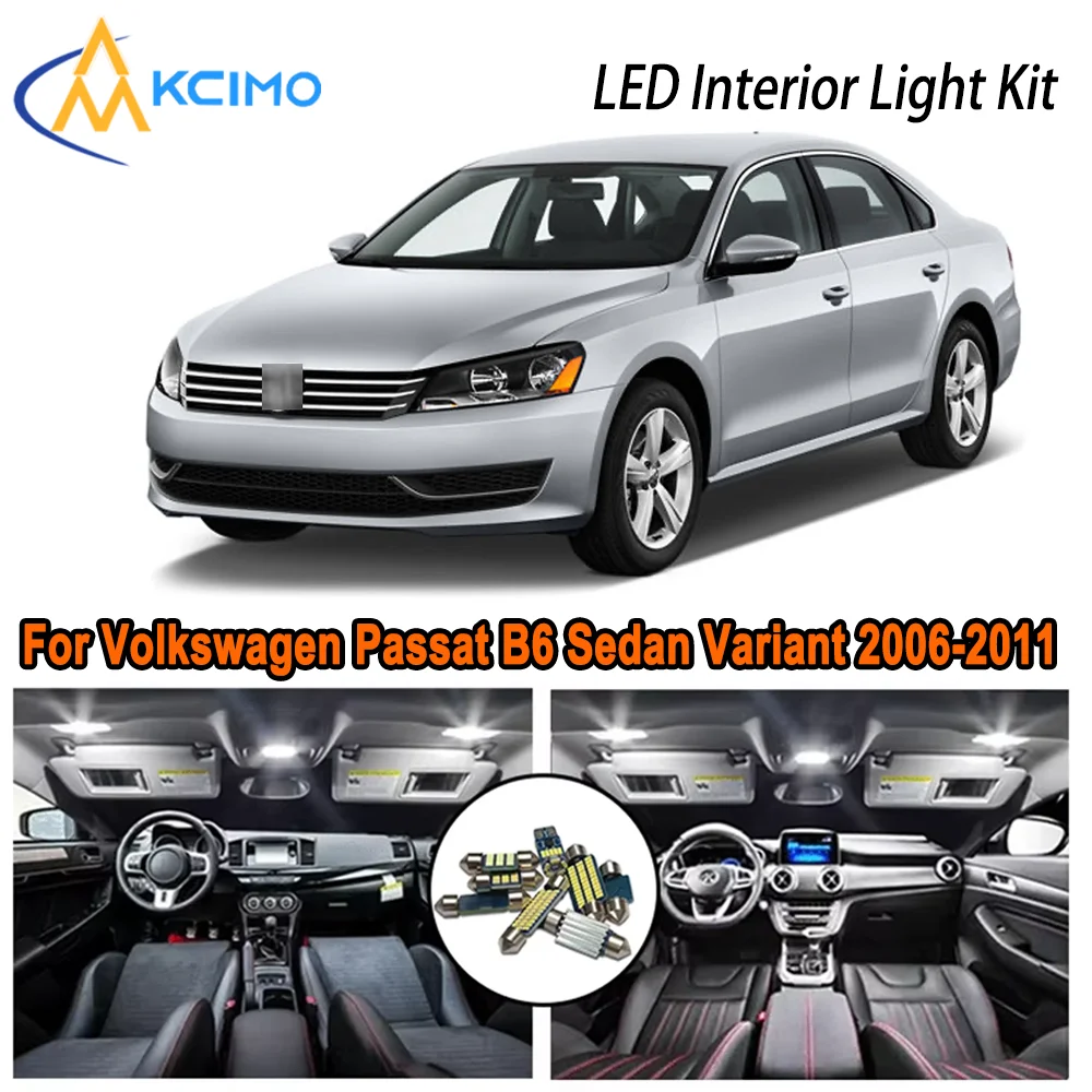 

Для Volkswagen Passat B6 Sedan Variant 2006-2010 2011, светодиодный внутренний купол, карта багажника, комплект автомобильных светодиодных ламп Canbus без ошибок