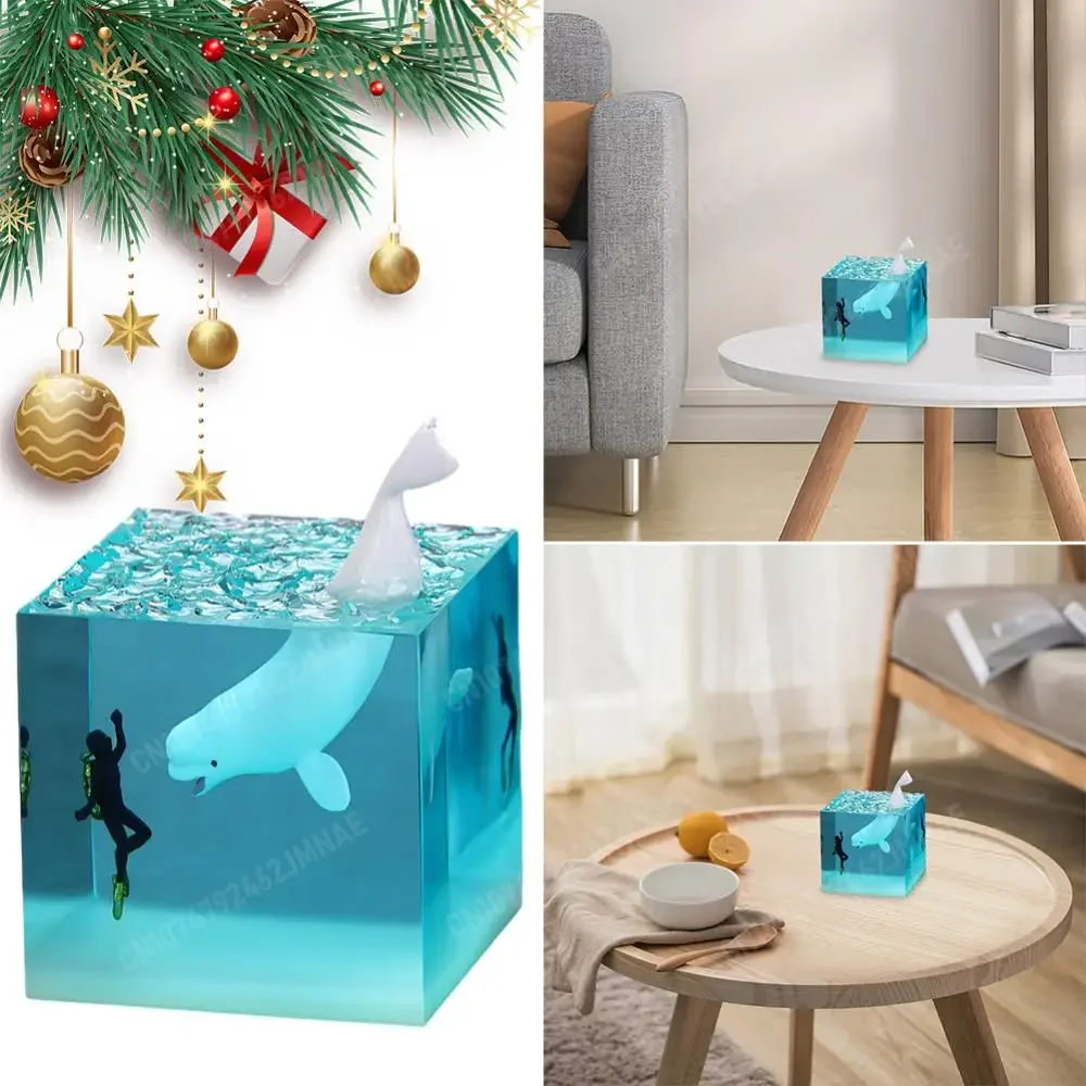 Современный стиль, смола, кит, дайвер, океан, украшение, ночник, куб, искусственный комплект для дайвинга, домашний декор