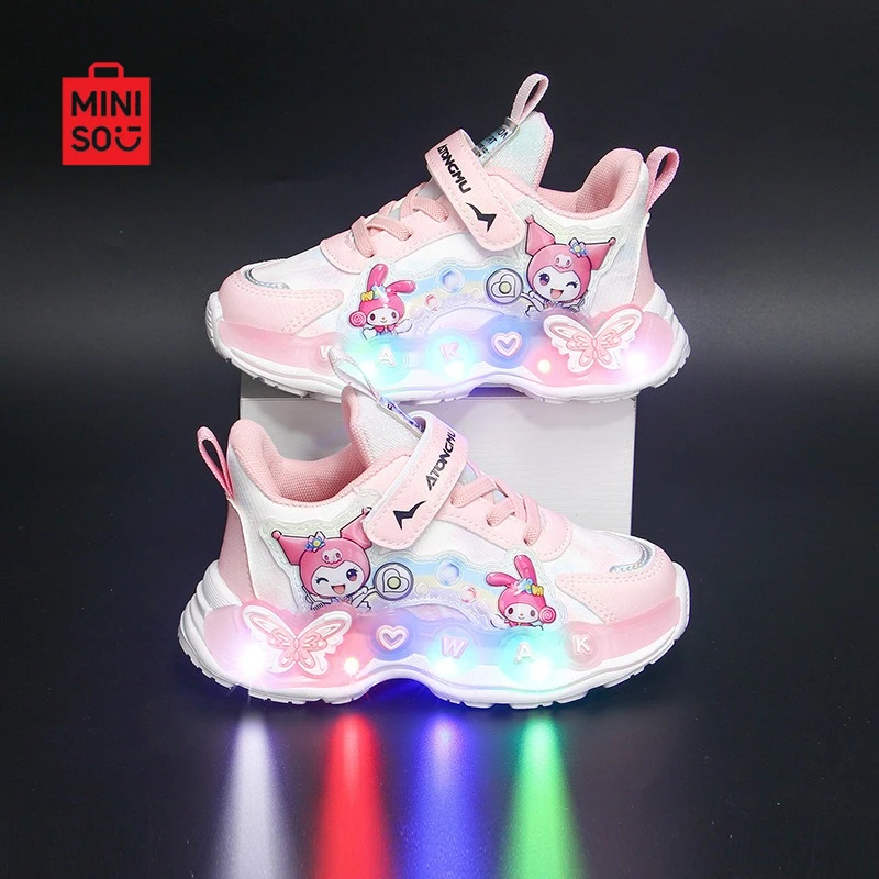 

2025 Girls Light-Up Sneakers, Waterproof Leather & Mesh Breathable Running Shoes for Kids