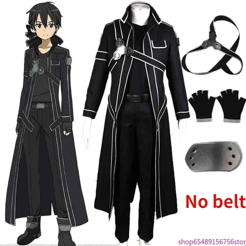 Halloween Anime Spada Arte Online Kirito Costume Cosplay Uomini Adulti Donne Kirito SAO Kirigaya Kazuto Uniforme Colthing Parrucca Set