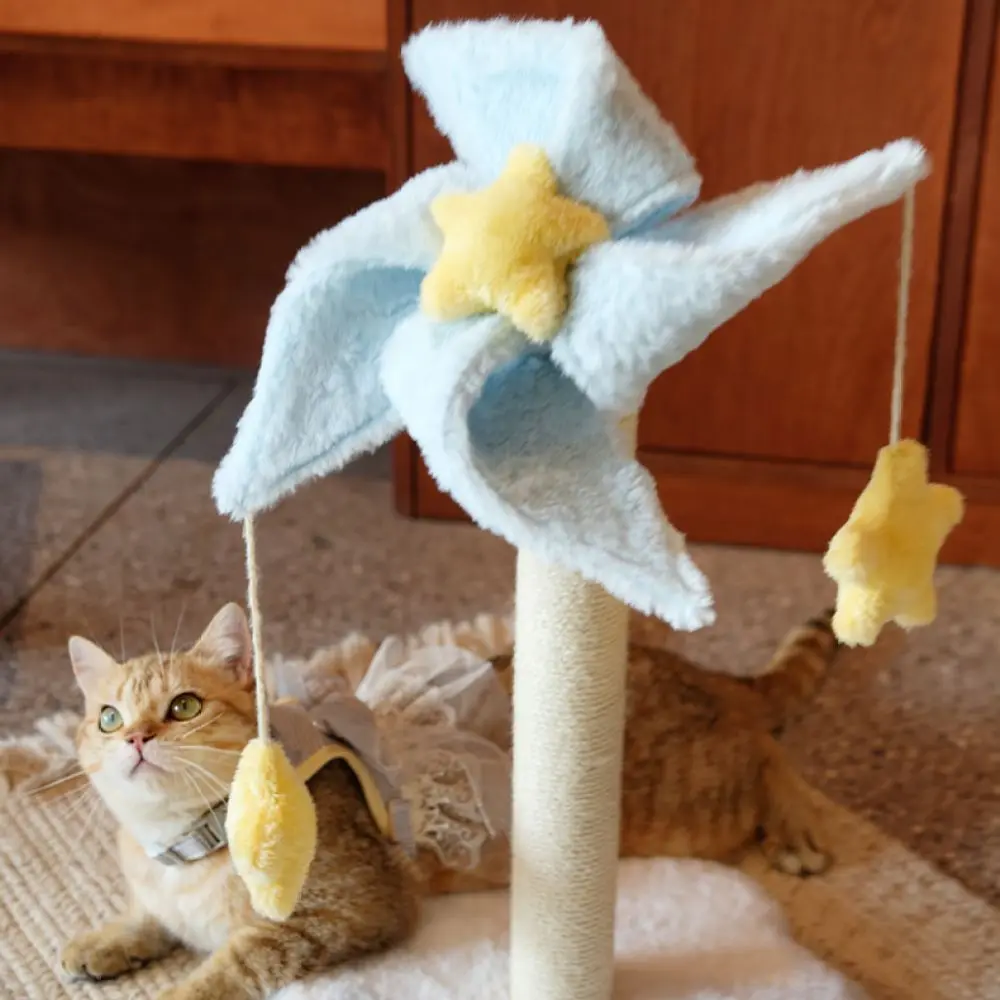 For Miao Xian Er Cat Scratching Post Creative Windmill Design Sisal Rope Scratcher Vertical Furniture Protector Toy