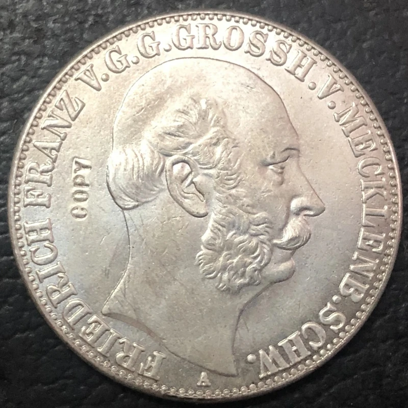 1864 Germany Grand duchy of Mecklenburg-Schwerin 1 Thaler Silver Plated Copy Coin