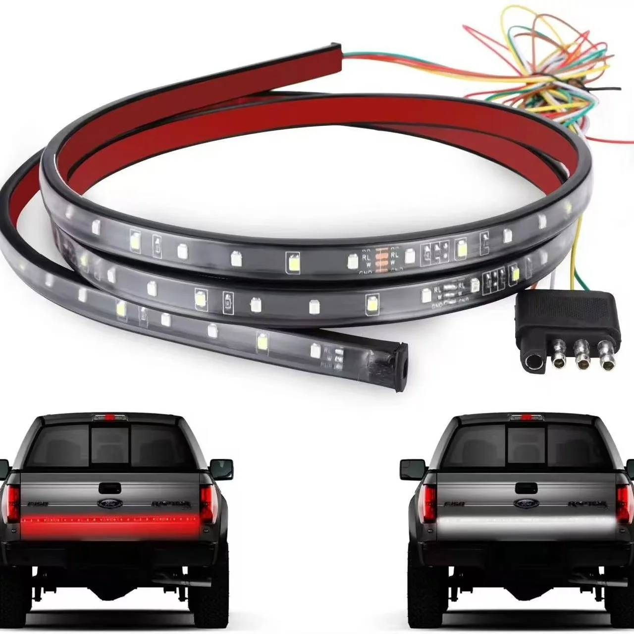 

Red White 60 Inch Truck Grill Emergency Lights Truck Tailgate Rear Emergency Light Strip for Vehicles Firefighter POV Fire Truck