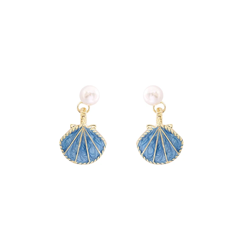 

Pearl shell earrings 2025 new popular high-end simple stud earrings temperament white ocean earrings women