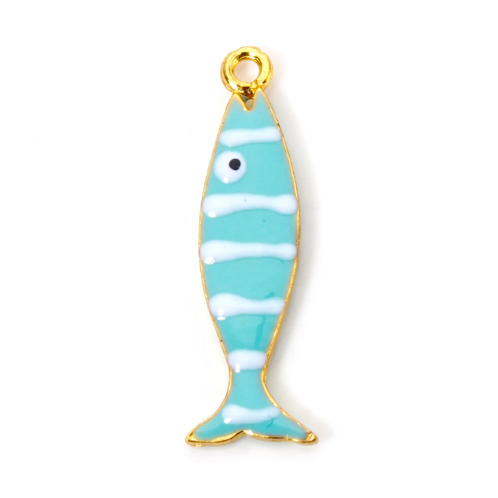 5 Stück Fisch, blau, grün, emaillierte Pailletten, Charms, Zinklegierung, Tieranhänger, DIY-Halskette, Ohrringe für Frauen, Schmuckzubehör – Detail 10