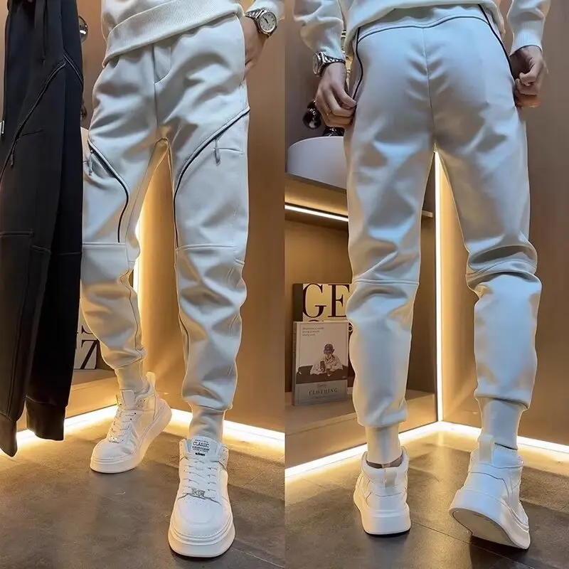 

Men's Faionable Casual Pants Autumn Season Slim Fit Sweatpants Versatile Cuffed Trousers Sli All-Match Polyester Fiber