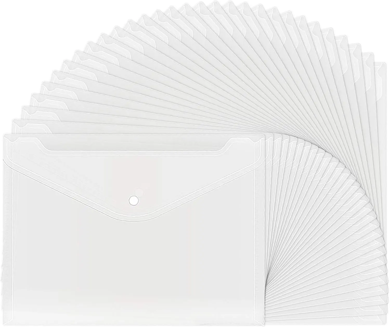 

30pcs Plastic Envelopes, Clear Reusable Poly Envelope Waterproof File Folder with Snap Button, US Letter, A4 Size