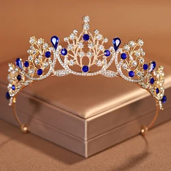 Bridal Crystal Tiara Crown Headwear Blue-colour Baroque Style Classical Ladies' Bridal Wedding Tiara Party Crown Hair Jewelry