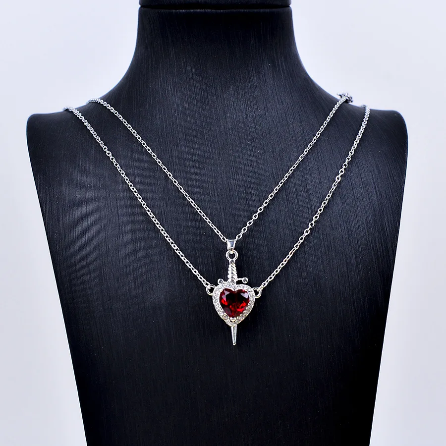 

DIY accessories European and American fashion creativity one arrow through the heart rhinestone couple neck chain niche personal