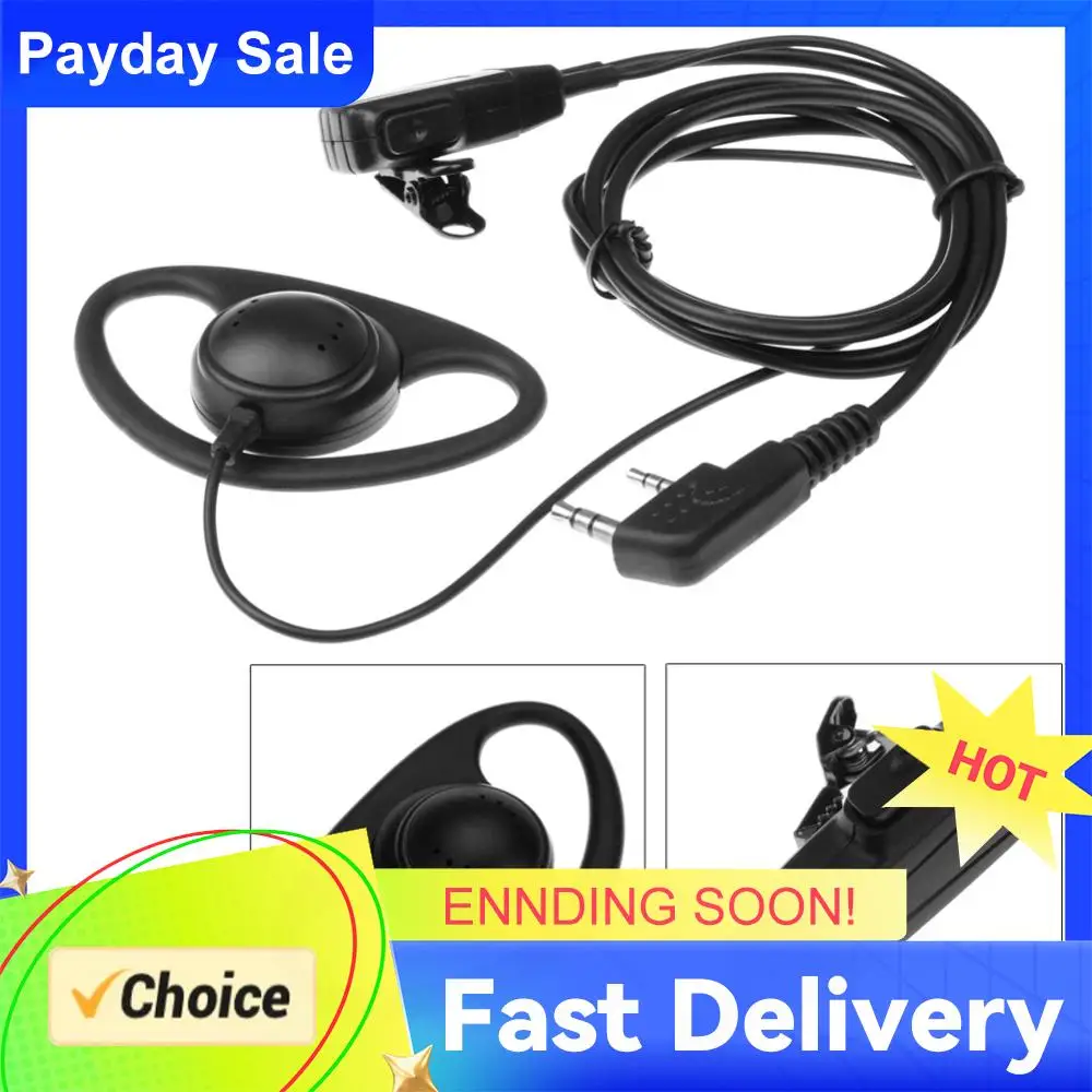 

D-Shape Earphone Earpiece Headphone with MIC PTT Earphone Walkie Talkie Headset Accessories for Baofeng Kenwood Puxing TYT Radio