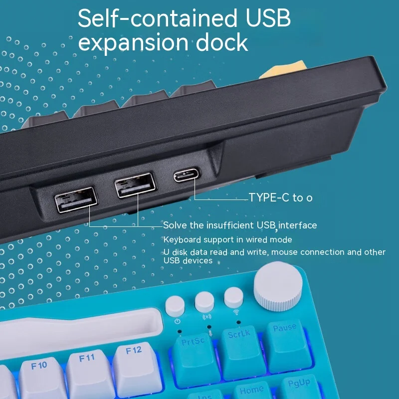 RK H87 Mechanical keyboard 3-mode PBT key cap card slot can put tablet 87 keys Computer laptop office keyboard Hot swappable RGB image 2