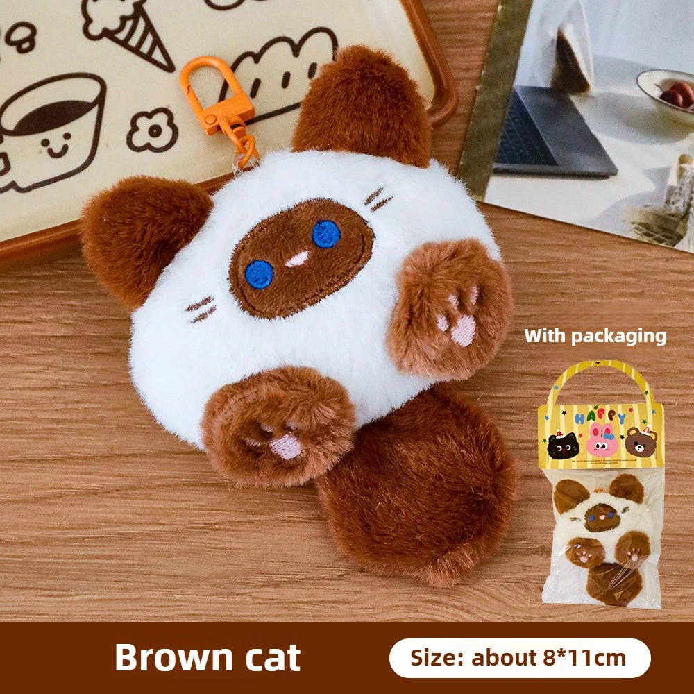 Cute Cat Plush Doll Kitten Plush Keychain Soft Fluffy Cartoon Animal Plush Key Chain Backpack Pendant Accessories Friends Gifts