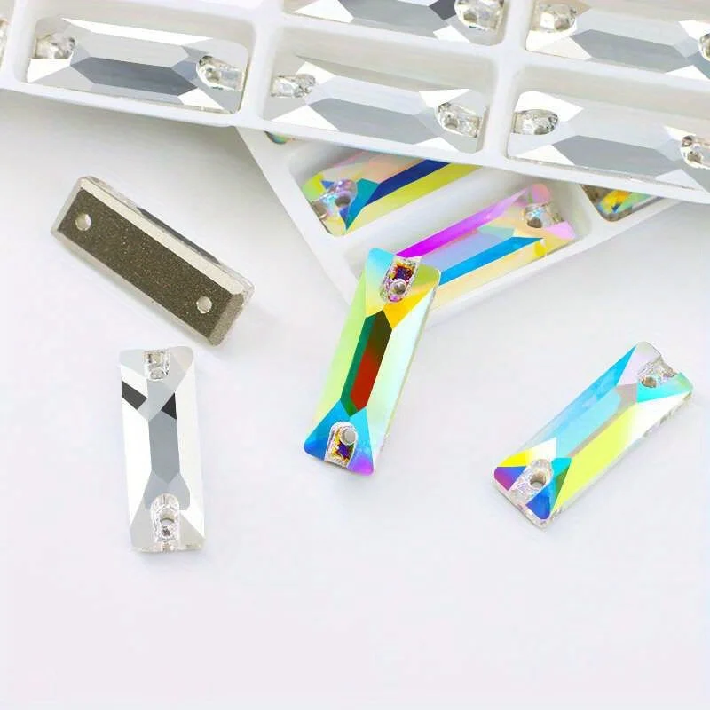 High quality K9 rectangular crystal Aplikacje na Ubrania Cyrkonie sewn on rhinestone for DIY dress accessories jewelry making