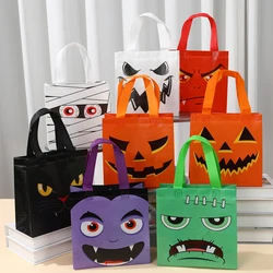 8PCS Halloween Non-Woven Treat Bags Pumpkin Ghost Bat Mummy Monster Cat Pattern Totes Bag Trick or Treat Halloween Party Favor