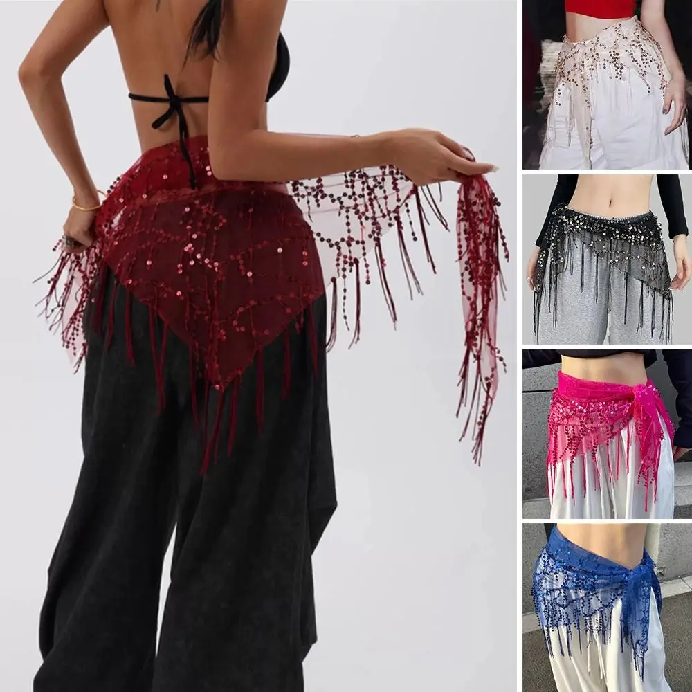 Ceinture de danse du ventre à paillettes, jupe de danseuse à glands, Costumes de spectacle de danse de rue, écharpe de hanche pour thaïlande/inde/arabe
