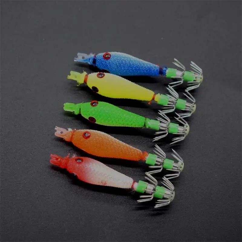 Glow Blowing Tube Fishing Hook Soft Squid Hook Glow Squid Hook Sea Fishing Biomimetic Bait