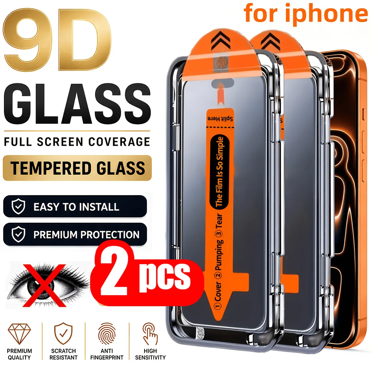 2er-Pack Blickschutzfolie aus gehärtetem Glas für iPhone 17 18 Pro Max 15 16 11 12 13 14 Pro Max Air 16e 15 7 8 6s Plus Mini SE 2020 XS XR X
